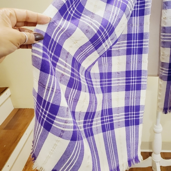 J. CREW women's purple wool large plaid   Scarf - Picture 5 of 10